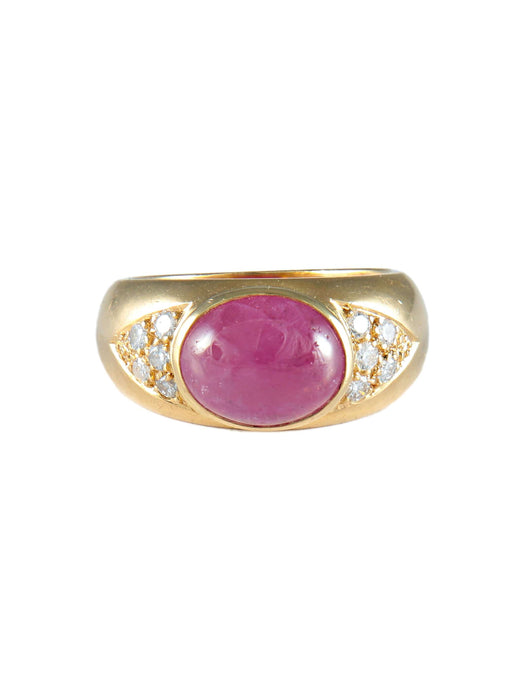 Bague 52 Bague rubis ovale cabochon suiffé or jaune 58 Facettes LP12-4