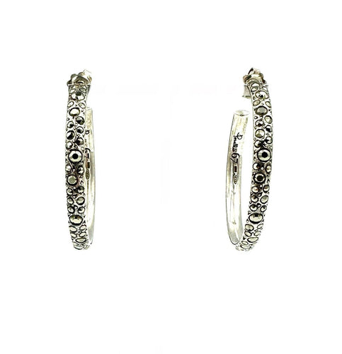 Boucles d'oreilles POMELLATO 67. Créoles argent et marcassites 58 Facettes