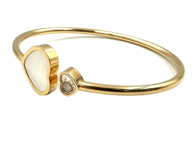Bracelet CHOPARD. Collection "Happy Hearts", bracelet or rose 18K, nacre et diamant 58 Facettes