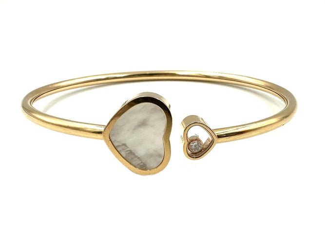 Bracelet CHOPARD. Collection "Happy Hearts", bracelet or rose 18K, nacre et diamant 58 Facettes