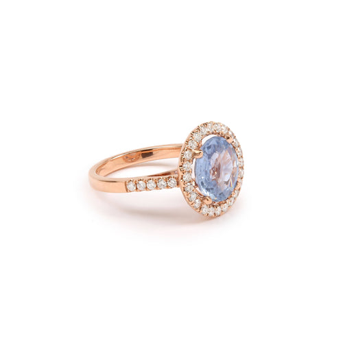 Bague Bague Saphir Ceylan, Diamants Or Rose 58 Facettes BSA75