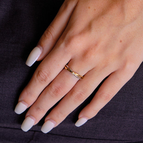 Bague 56 Bague fine 2 ors Diamant 0.04ct 58 Facettes EL2-58