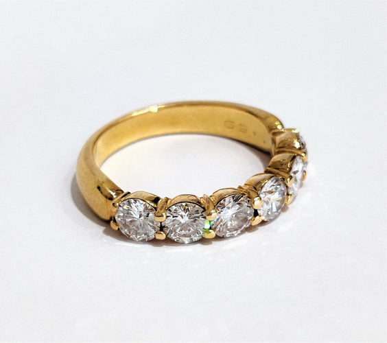 Bague 54.5 Demi-alliance or jaune diamants 58 Facettes 1-891/1