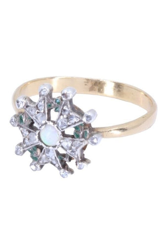Bague 58 Bague ancienne opale et diamants 58 Facettes 082431