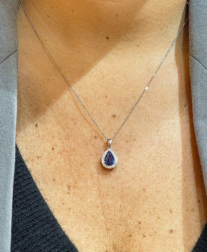 Collier Collier Saphir poire Diamants 58 Facettes