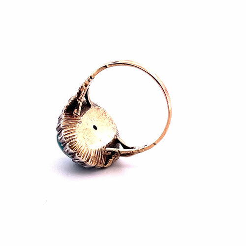 Bague Bague or argent turquoise diamants 58 Facettes