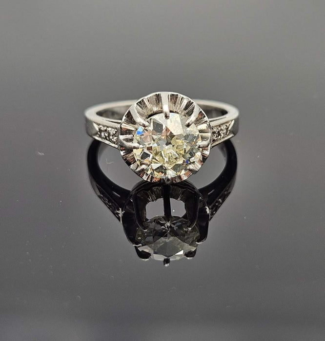 Bague 51 Bague solitaire vintage avec diamant 1.3 ct 58 Facettes