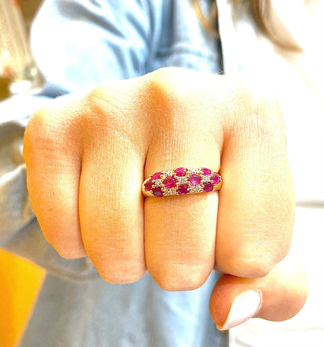 Bague Bague en Or jaune rubis & diamants 58 Facettes