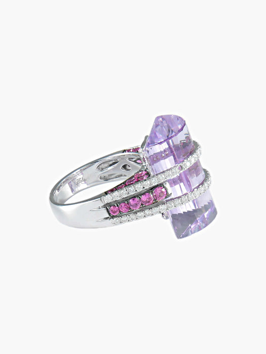 Bague 52 Bague Améthyste Spinelles et Diamants 58 Facettes