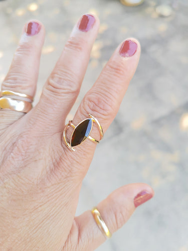 Bague Bague Marquise Grenat Or Jaune 58 Facettes AB 1072