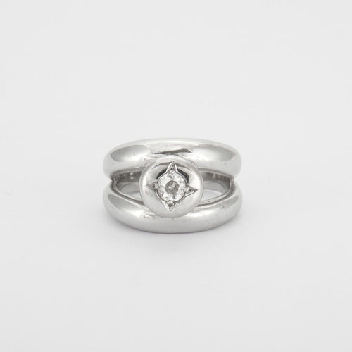 Bague 53 Solitaire or gris, diamants 58 Facettes HS20351