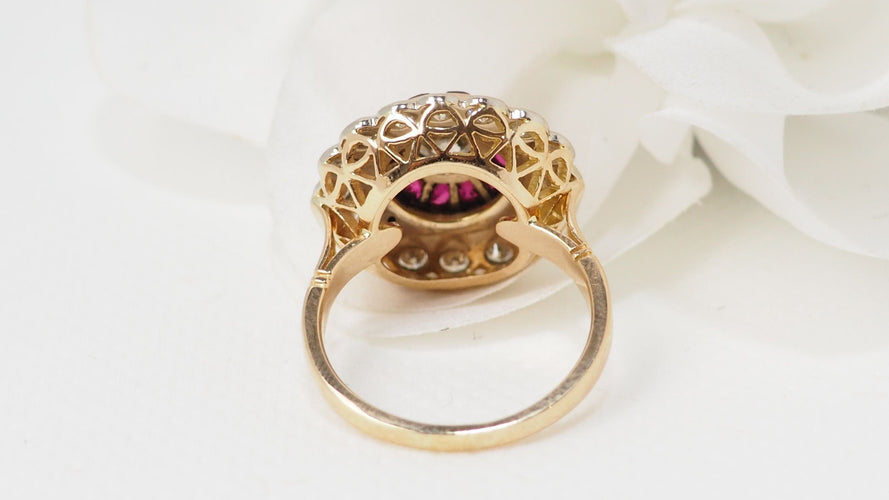 Bague 54 Bague entourage Rubis Diamants 58 Facettes 32432