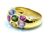 Ring 18K yellow gold bangle ring and colored sapphires 58 Facettes