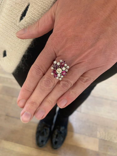 Bague Bague Diamants 1.10ct Rubis 1.30ct 58 Facettes B318