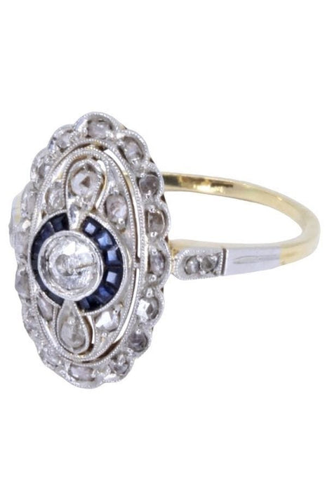 Bague MARQUISE ART-DÉCO SAPHIRS ET DIAMANTS 58 Facettes 067981