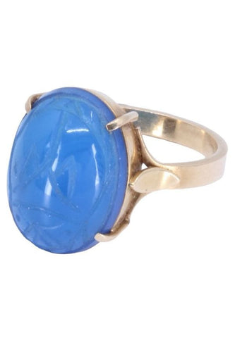 Bague 55 Bague scarabée Or jaune Calcédoine 58 Facettes 082021