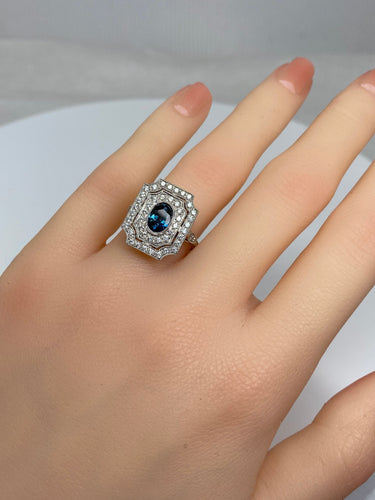 Bague Bague Art Deco en Or jaune, diamants et saphir 58 Facettes