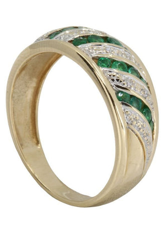 Bague BAGUE MODERNE ÉMERAUDES ET DIAMANTS 58 Facettes 043361