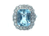 Ring Belle Époque ring in platinum, aquamarine and diamonds 58 Facettes