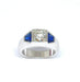 White gold diamond signet ring 0,92 carat synthetic sapphires 58 Facettes