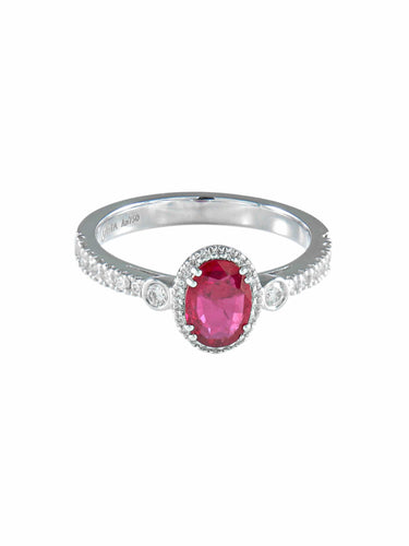 Bague 52 BAGUE RUBIS OR BLANC 58 Facettes 41950017