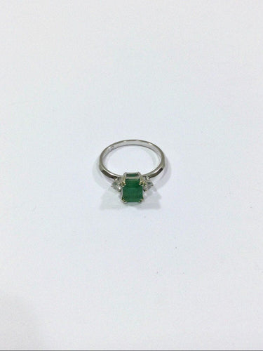 Bague 53 Bague Or Blanc Diamants Et émeraude 58 Facettes