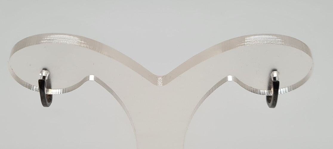 Boucles d'oreilles Créole en Or gris, Diamants noirs 58 Facettes