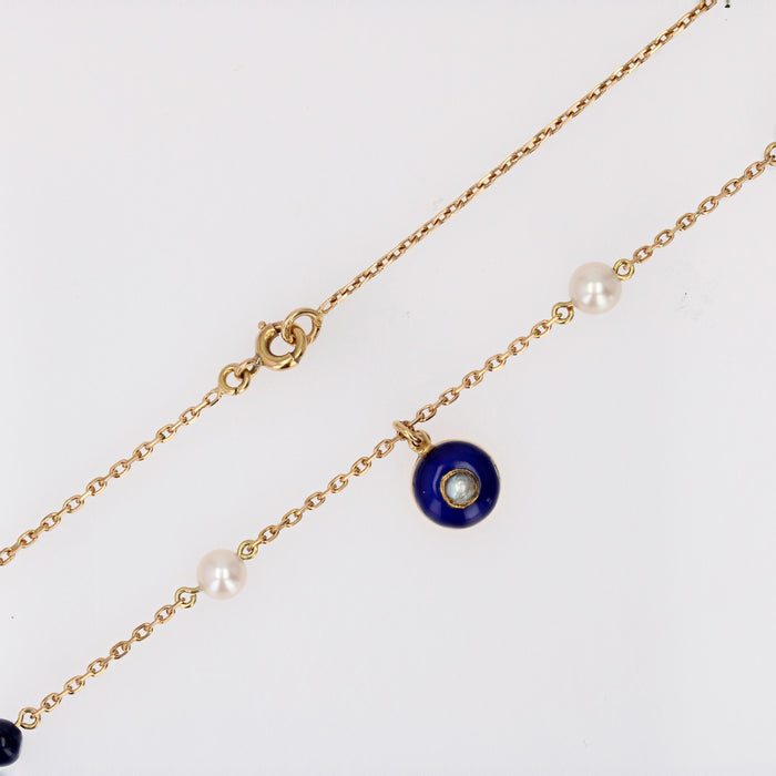 Collier Collier Or, Perles de culture et de Lapis lazuli 58 Facettes APCB-5248217