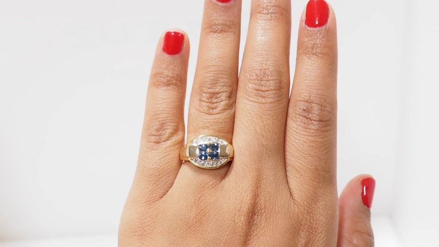 Bague 55 Bague saphirs de Ceylan et diamants 58 Facettes 32136