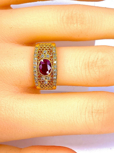 Bague 54 Bague Or jaune Rubis Diamants 58 Facettes AB227