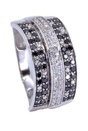 Bague 60 BAGUE MODERNE DIAMANTS NOIRS ET BLANCS 58 Facettes 071301