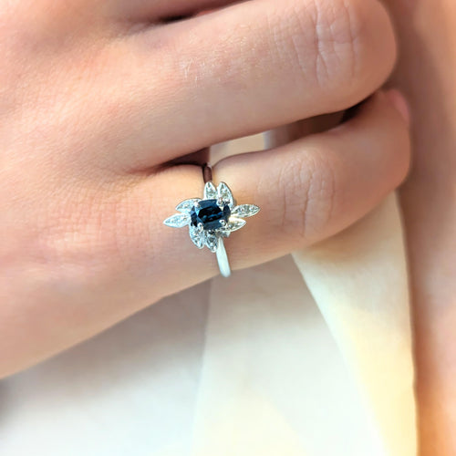 Bague 53 Bague florale Diamants Saphir 58 Facettes 27209