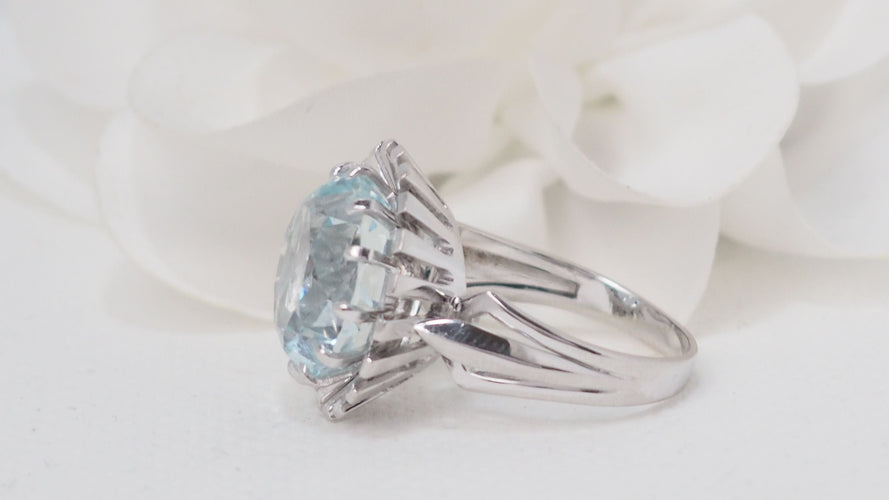 Bague 58 Bague vintage Aigue-marine 58 Facettes 32325