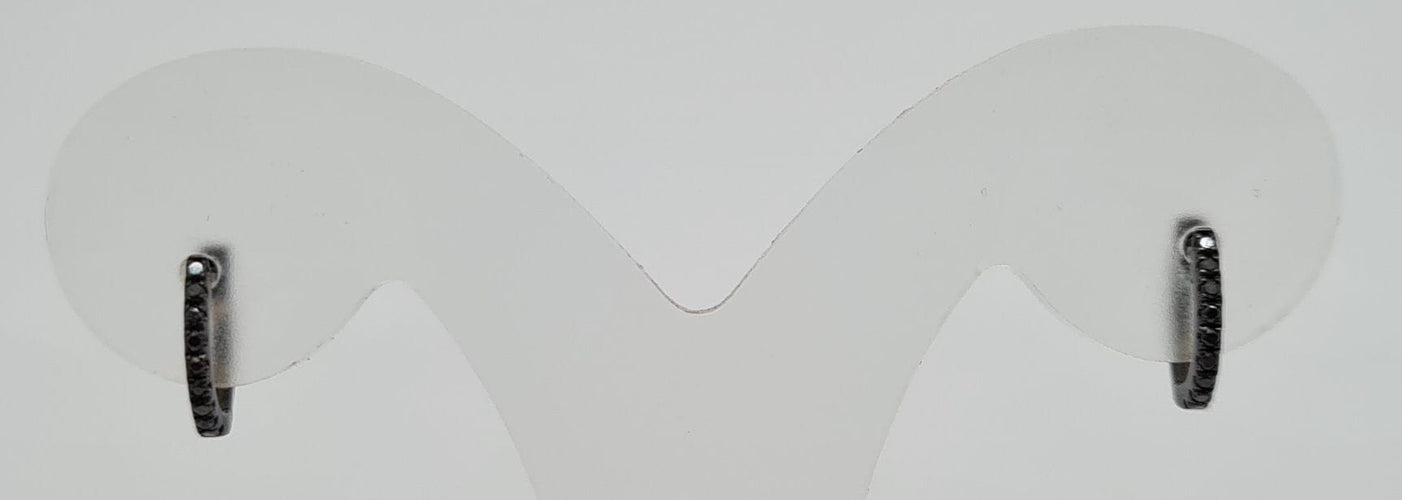 Boucles d'oreilles Créole en Or gris, Diamants noirs 58 Facettes