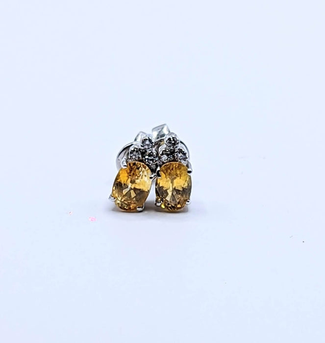 Boucles d'oreilles Boucles d'oreilles saphirs jaunes et diamants 58 Facettes