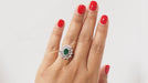 Ring 54 Entourage ring in white gold, oval emerald and diamonds 58 Facettes 31617