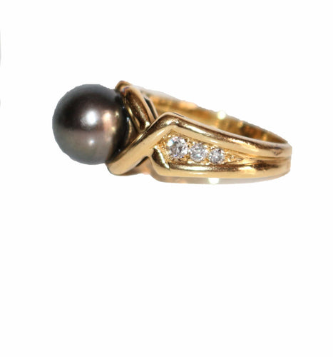 Bague 53 Bague Perle De Tahiti Et Diamants 58 Facettes 502