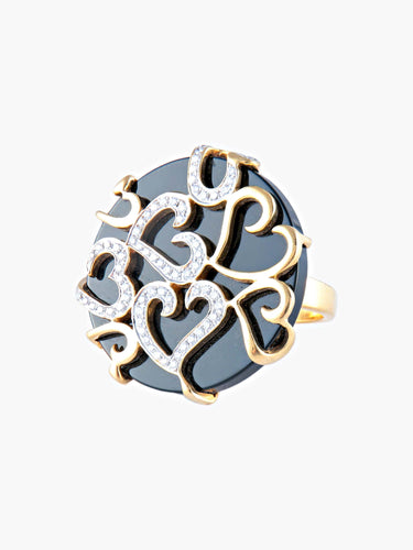 Bague 52 Bague Coeur Onyx Diamants 58 Facettes