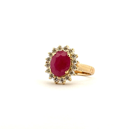 Bague 55 Bague Pompadour Or jaune Rubis Diamants 58 Facettes