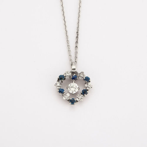 Collier Collier coeur saphirs diamants 58 Facettes 2893