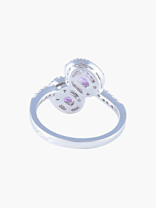 Bague 52 Bague Toi & Moi Saphirs roses Diamants 58 Facettes