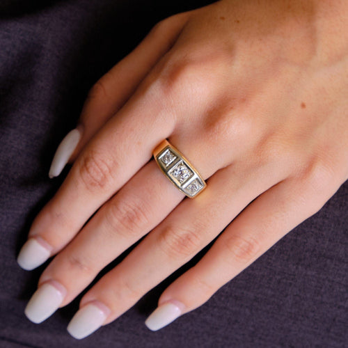 Bague 55 Bague Rétro 3 Diamants 58 Facettes EL2-68