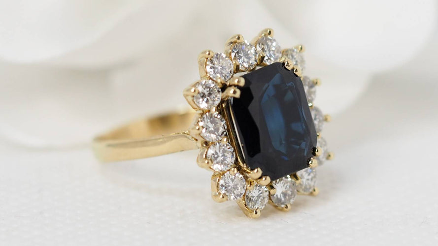 Bague Bague or jaune doublet corindon et diamants 58 Facettes 30763