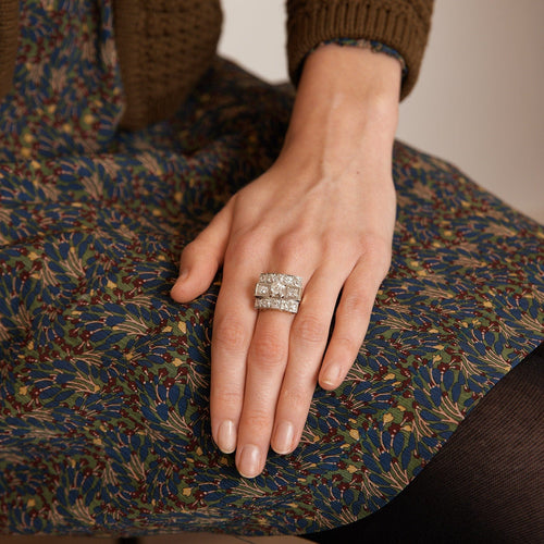 Bague 55 Bague tank or jaune & platine, diamants 58 Facettes