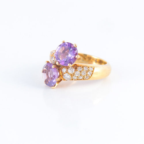 Bague Bague Toi & Moi, Améthystes & Diamants 58 Facettes