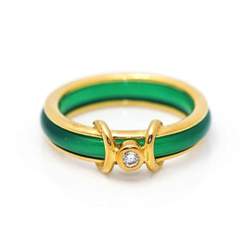 Bague 53 Bague Or jaune Agate Diamant 58 Facettes D359895JC