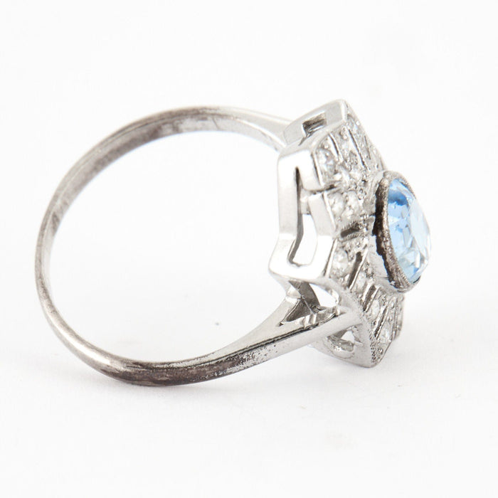 Bague 53.5 Bague en Argent & aigue-marine de synthèse 58 Facettes