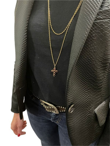 Pendentif CROIX ANCIENNE AMÉTHYSTES 58 Facettes 044641