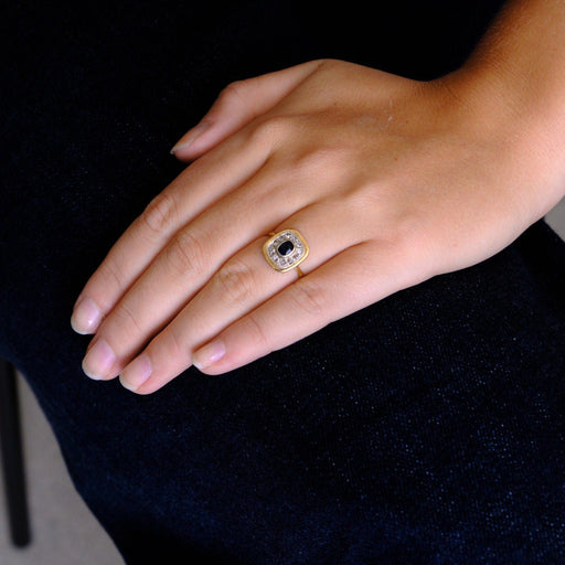 Ring 49 Cushion Sapphire Ring Diamonds 58 Facettes EL2-42