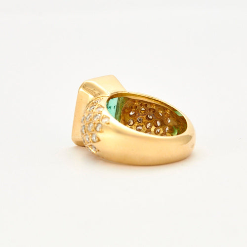 Bague 51.5 Bague or jaune Emeraude Colombie Diamants 58 Facettes
